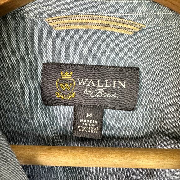 Wallin & Bros Shirt Mens Medium Blue Chambray Button Front Workwear Casual - Picture 7 of 8